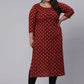 Party Wear Kurti Cotton Maroon Print Kurtis