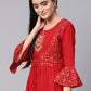 Party Wear Kurti Cotton Red Print Kurtis