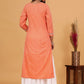 Party Wear Kurti Cotton Orange Embroidered Kurtis