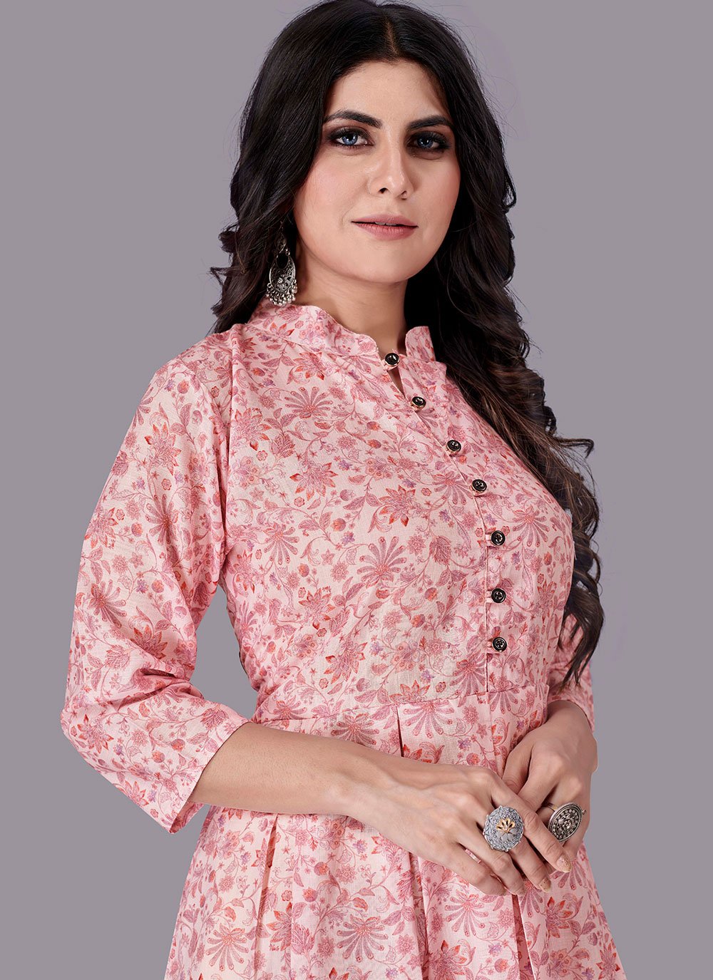 Casual Kurti Cotton Peach Print Kurtis