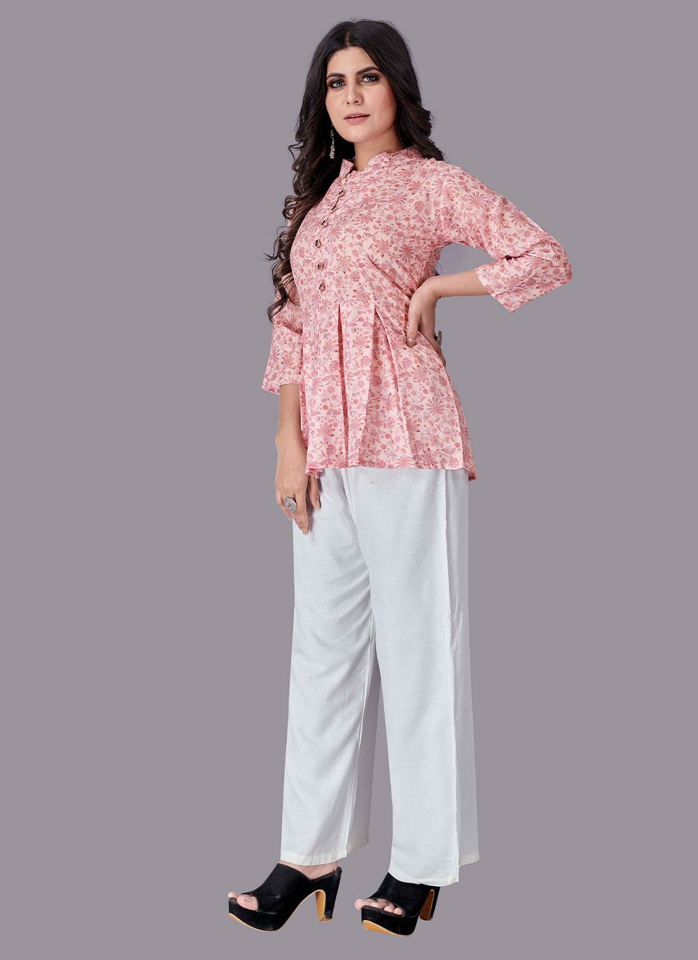 Casual Kurti Cotton Peach Print Kurtis