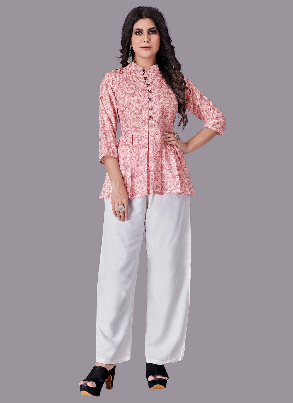 Casual Kurti Cotton Peach Print Kurtis