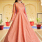 Designer Gown Cotton Peach Embroidered Gown