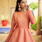 Designer Gown Cotton Peach Embroidered Gown