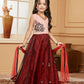 Lehenga Choli Cotton Peach Embroidered Kids