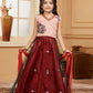 Lehenga Choli Cotton Peach Embroidered Kids