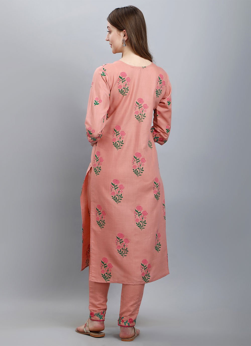 Party Wear Kurti Cotton Peach Booti Kurtis