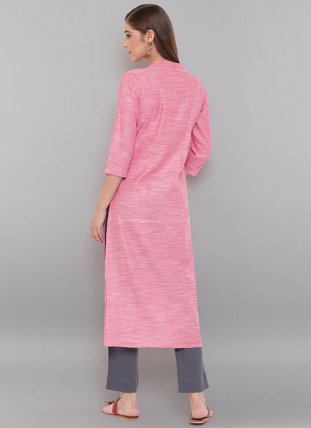 Casual Kurti Cotton Pink Woven Kurtis