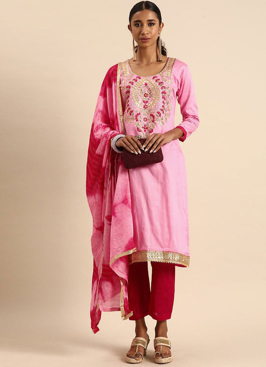 Trendy Suit Cotton Pink Embroidered Salwar Kameez