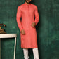 Kurta Pyjama Cotton Pink Print Mens