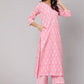 Palazzo Salwar Suit Cotton Pink Print Salwar Kameez