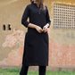 Party Wear Kurti Cotton Black Plain Kurtis