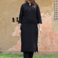 Party Wear Kurti Cotton Black Plain Kurtis