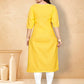 Designer Kurti Cotton Yellow Plain Kurtis