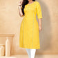 Designer Kurti Cotton Yellow Plain Kurtis