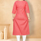 Designer Kurti Cotton Pink Plain Kurtis