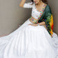 A Line Lehenga Cotton White Plain Lehenga Choli