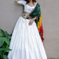 A Line Lehenga Cotton White Plain Lehenga Choli