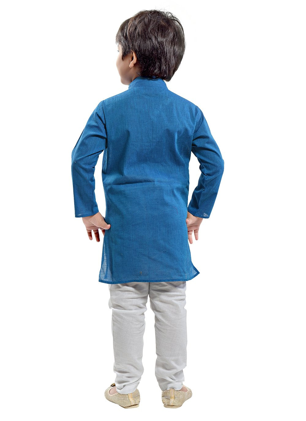 Kurta Pyjama Cotton Blue Plain Kids