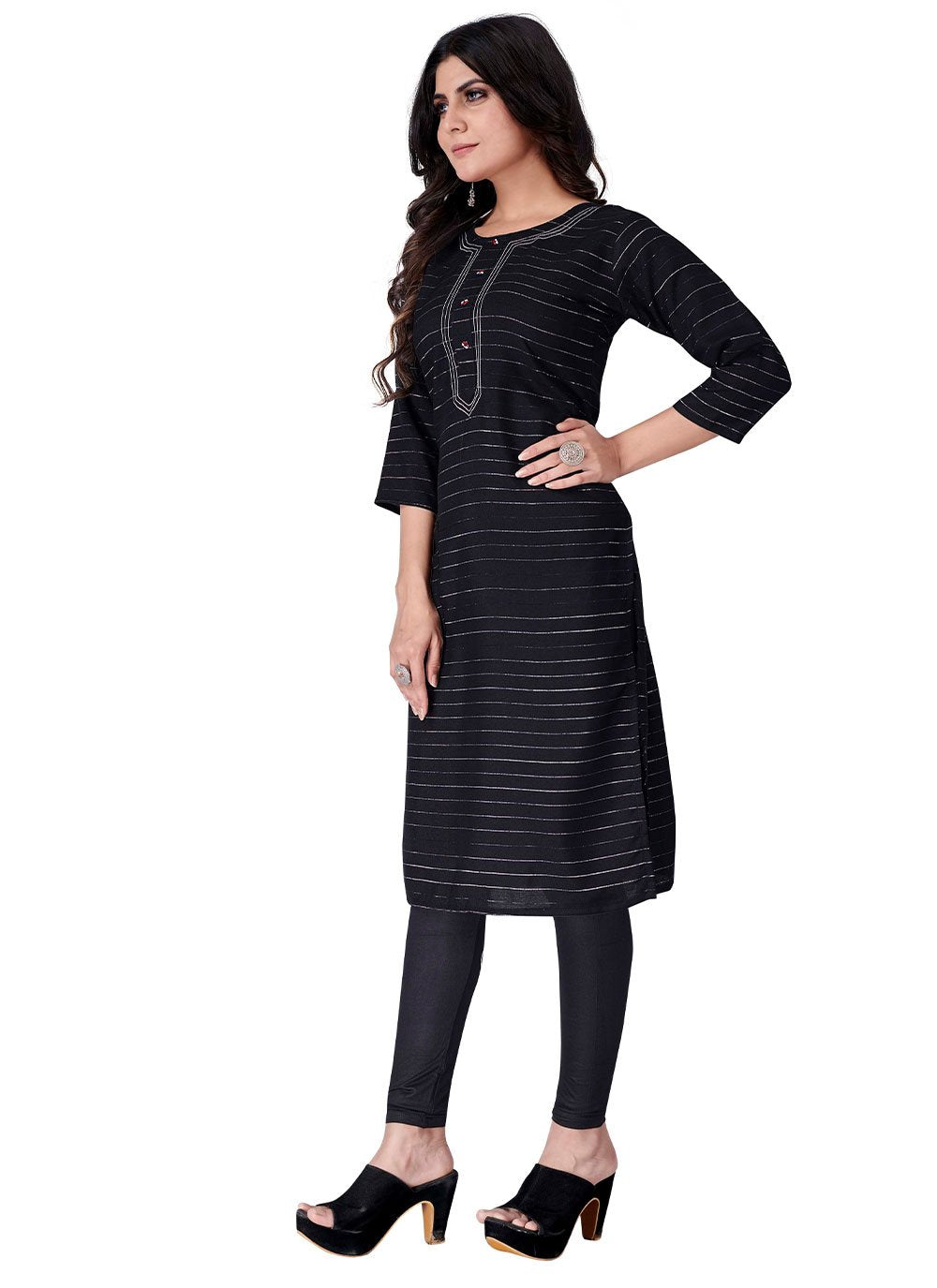 Designer Kurti Cotton Black Print Kurtis