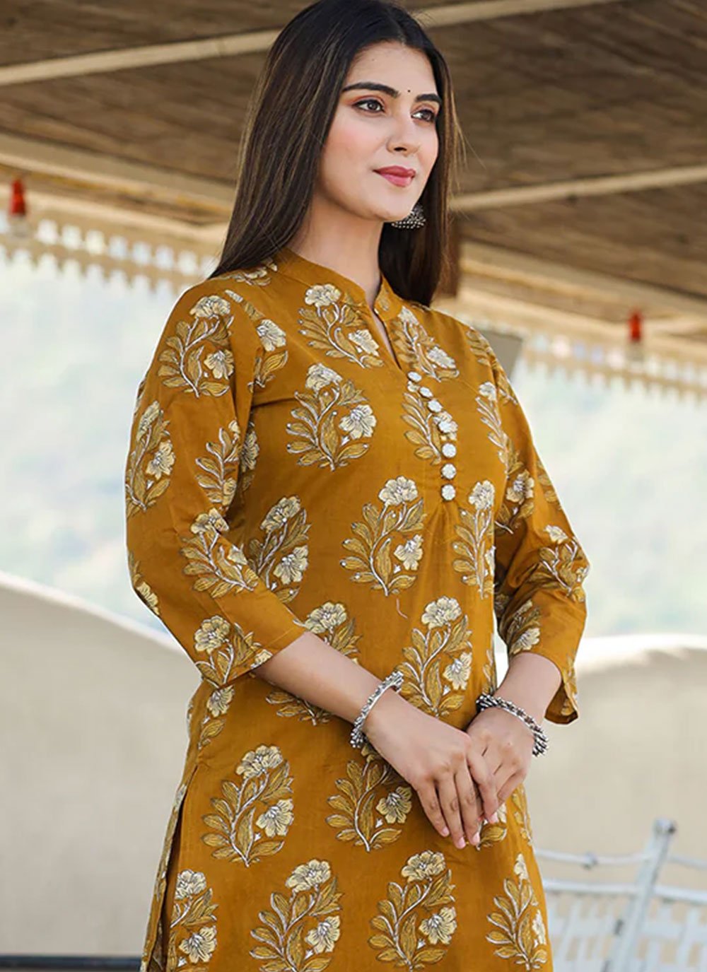 Casual Kurti Cotton Brown Print Kurtis