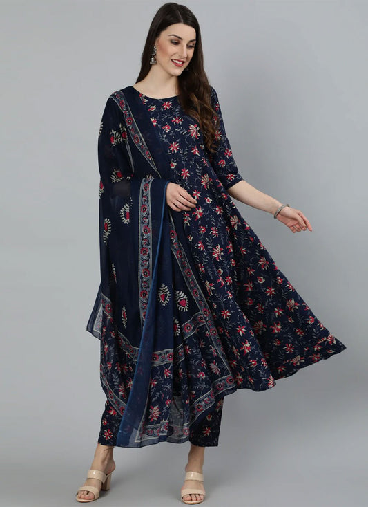 Salwar Suit Cotton Blue Print Salwar Kameez