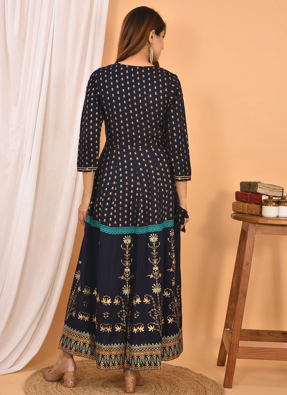 Gown Cotton Blue Print Gown