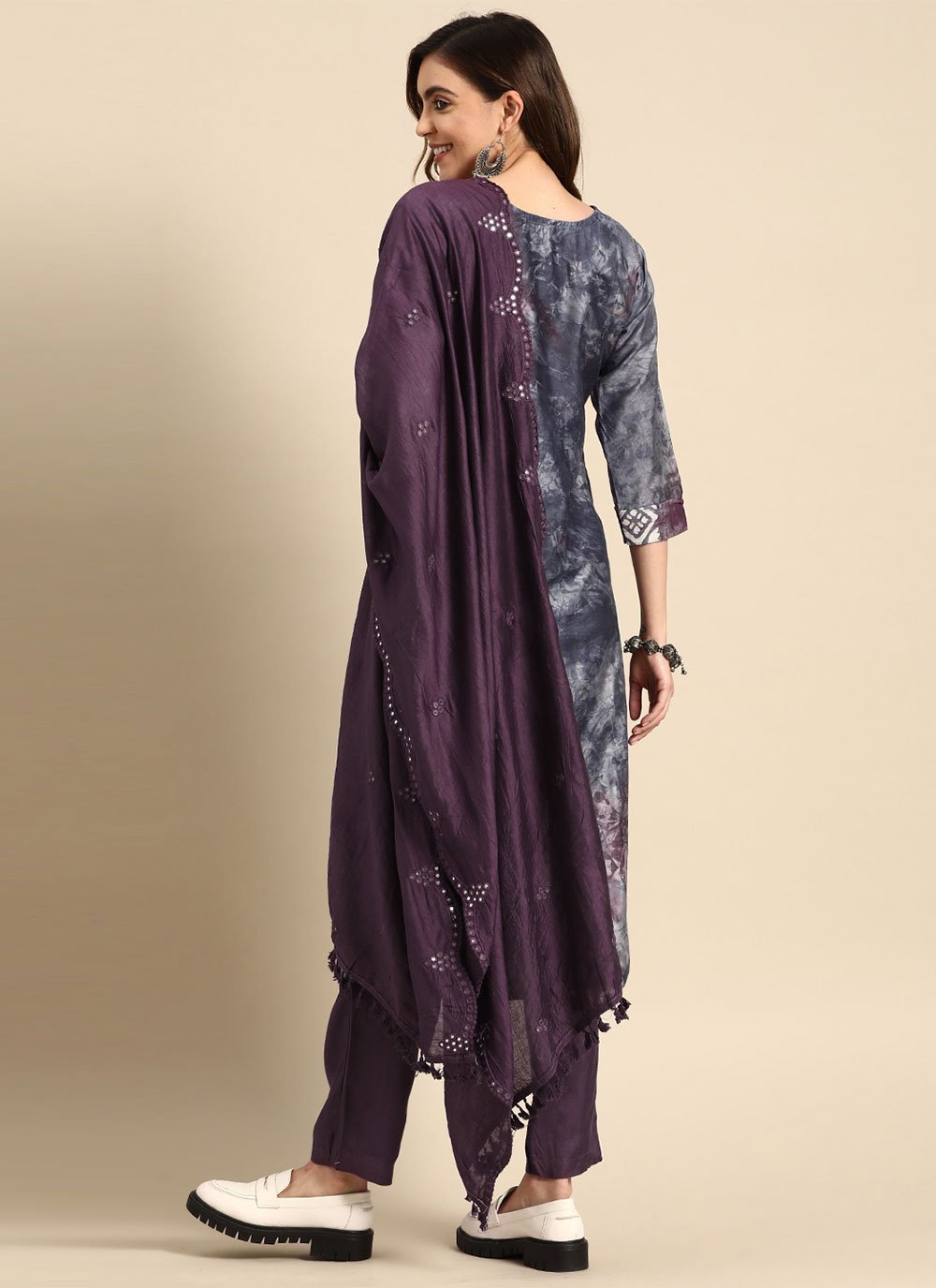 Pant Style Suit Cotton Purple Print Salwar Kameez