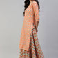 Party Wear Kurti Cotton Peach Print Kurtis