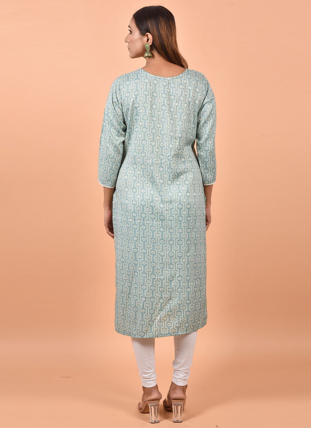 Party Wear Kurti Cotton Blue Print Kurtis