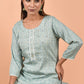 Party Wear Kurti Cotton Blue Print Kurtis