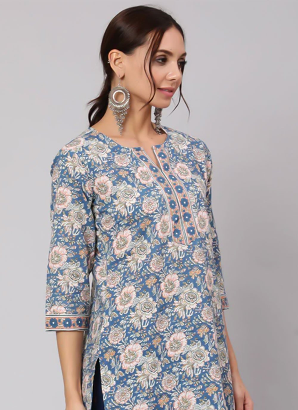 Party Wear Kurti Cotton Multi Colour Print Kurtis