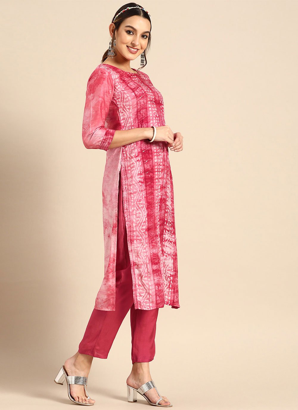 Salwar Suit Cotton Pink Print Salwar Kameez