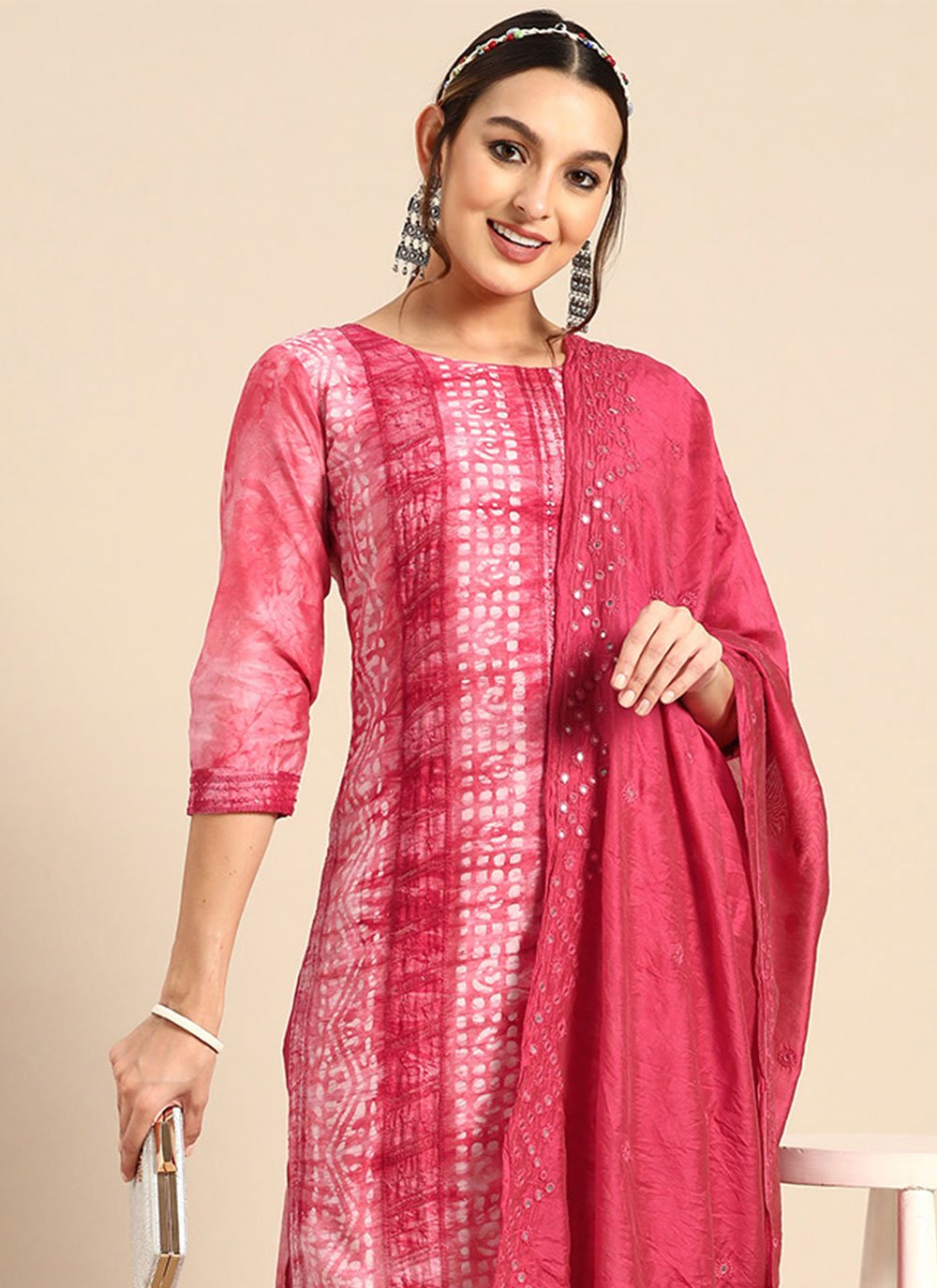 Salwar Suit Cotton Pink Print Salwar Kameez