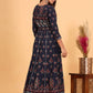 Gown Cotton Blue Print Gown