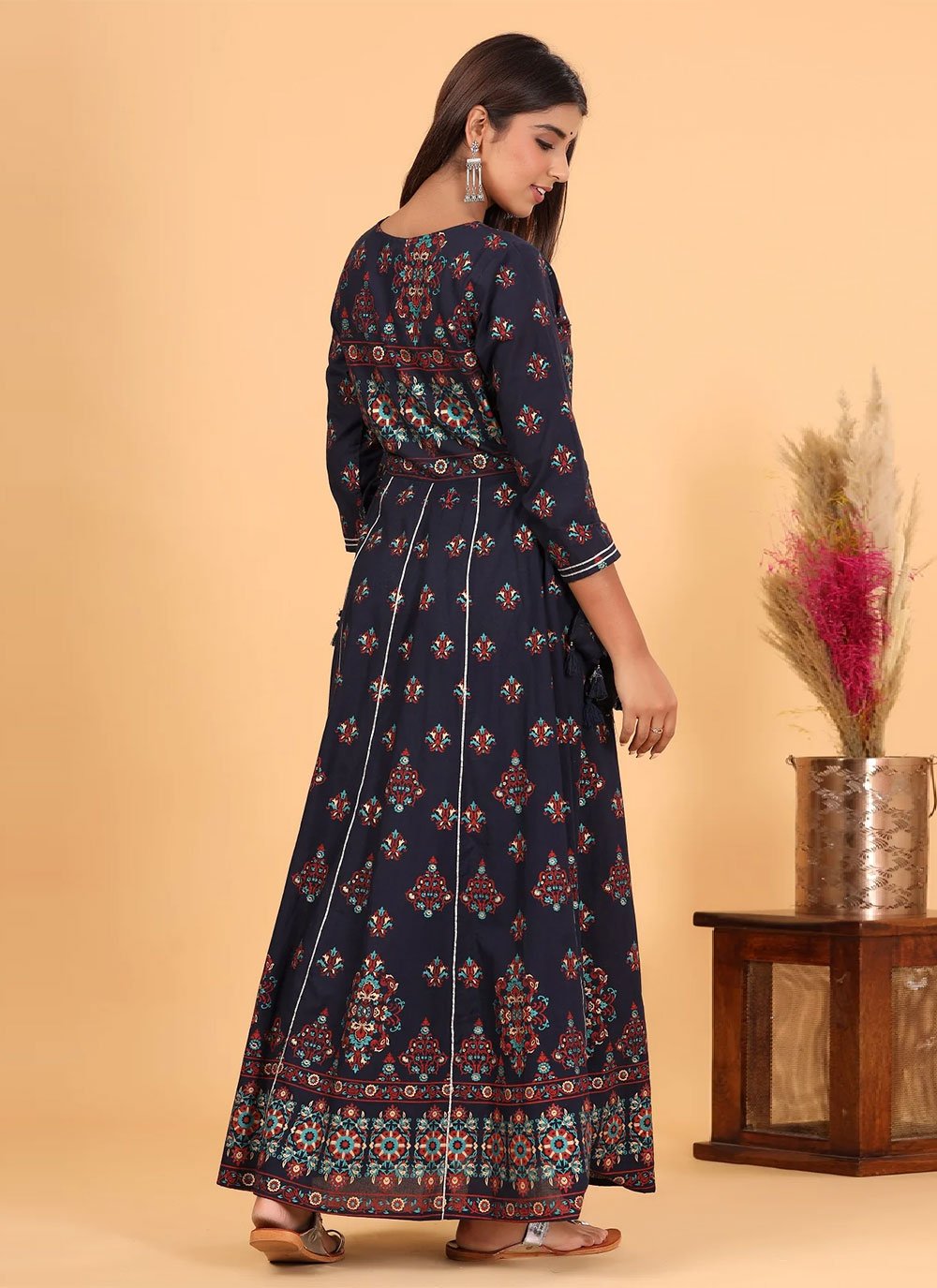 Gown Cotton Blue Print Gown