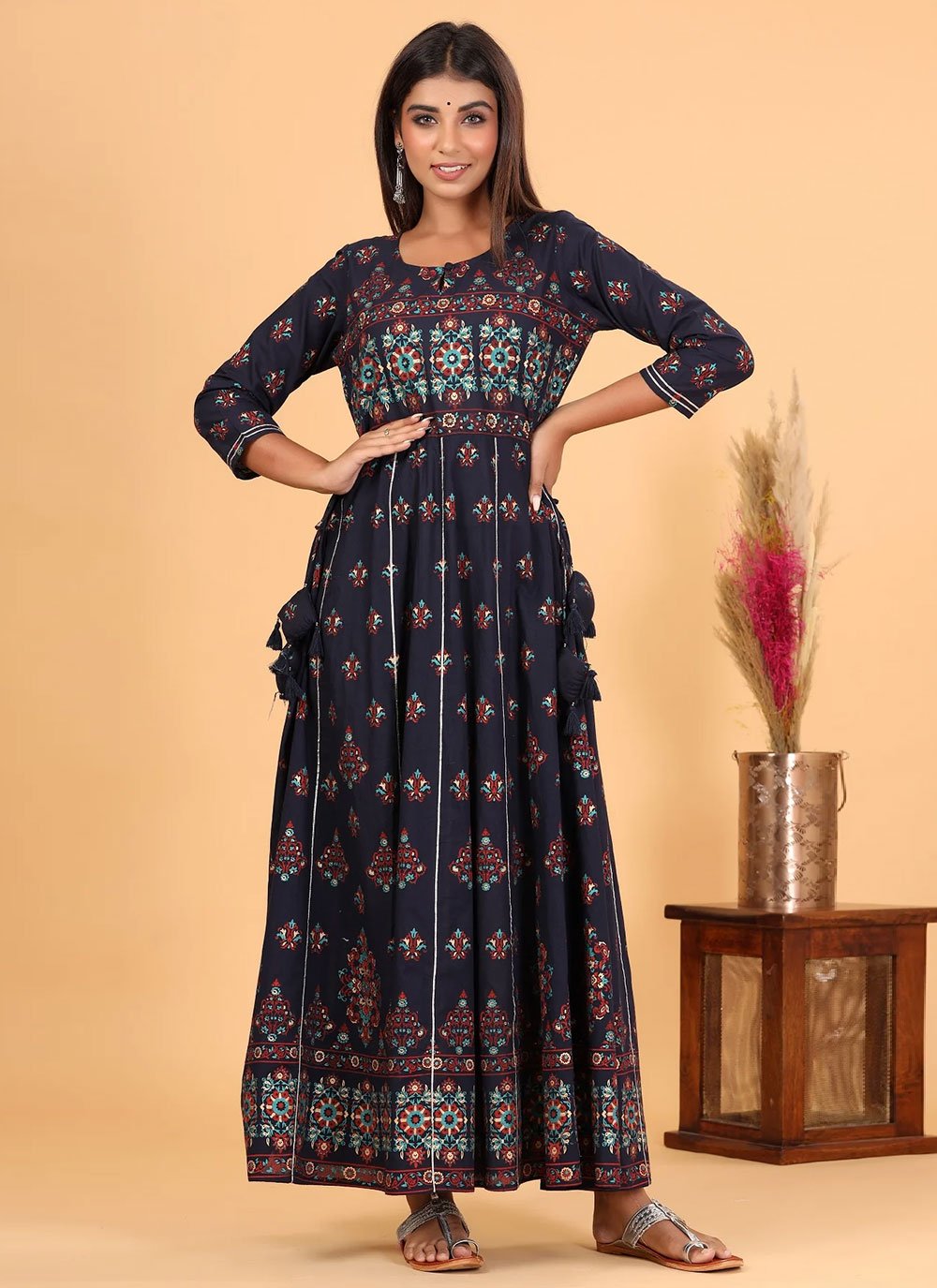 Gown Cotton Blue Print Gown