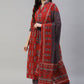 Salwar Suit Cotton Red Print Salwar Kameez