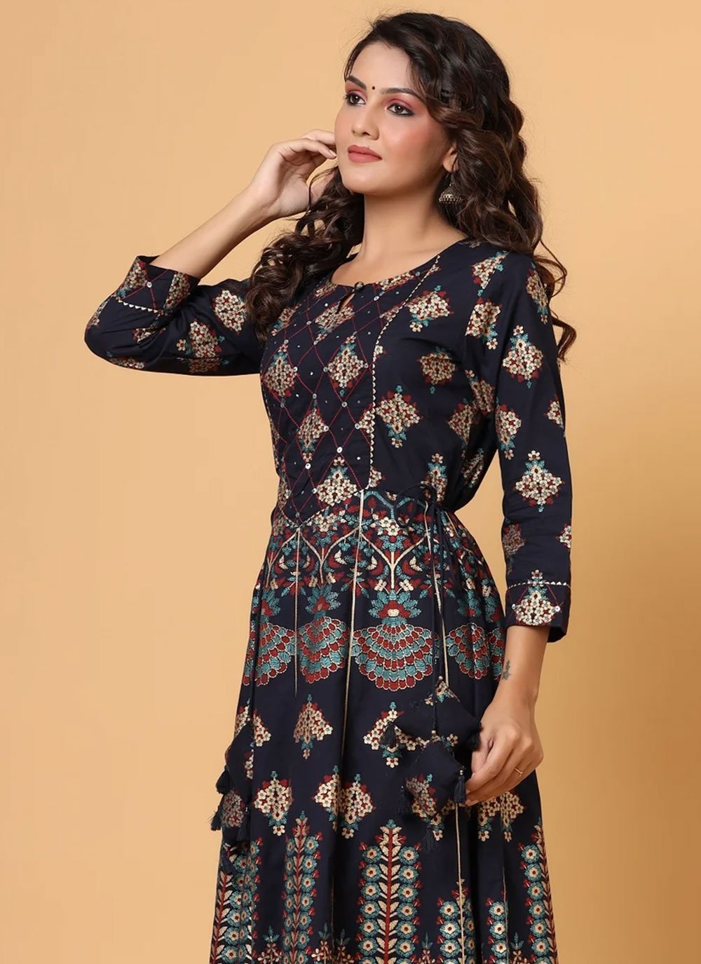 Gown Cotton Blue Print Gown