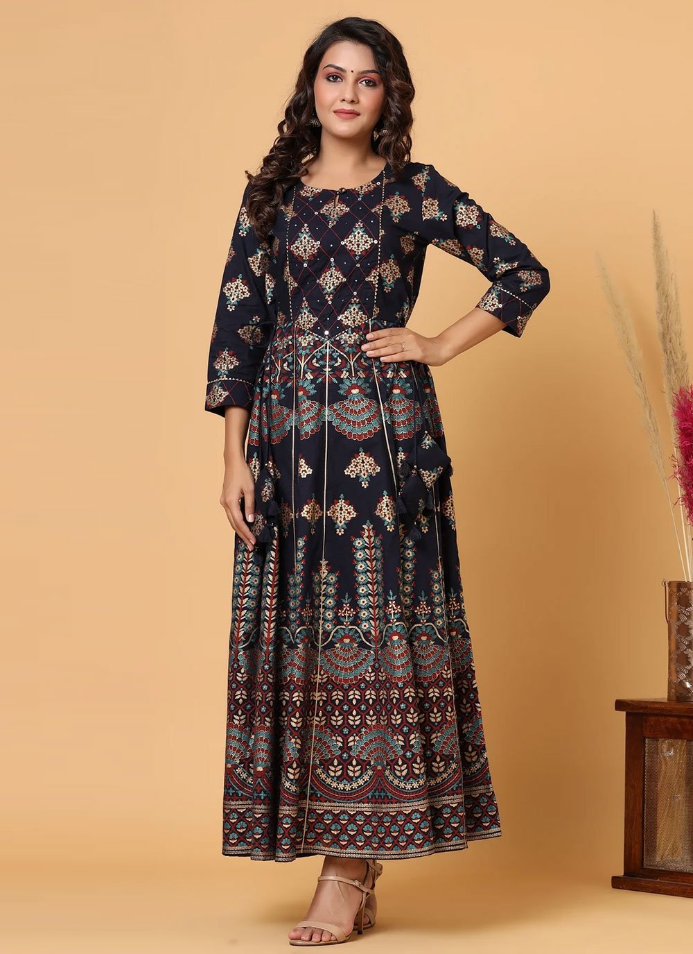 Gown Cotton Blue Print Gown