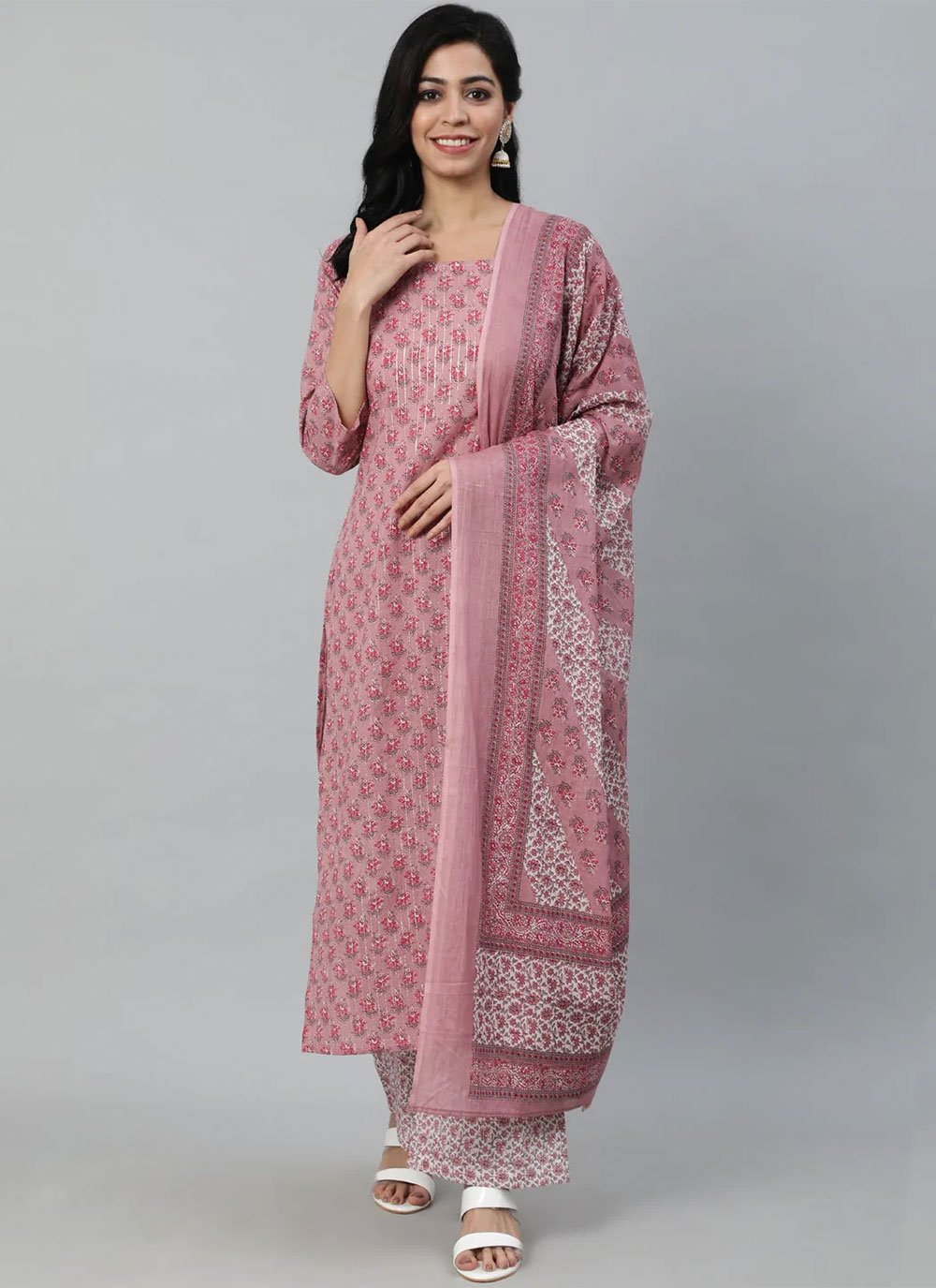 Salwar Suit Cotton Mauve Print Salwar Kameez