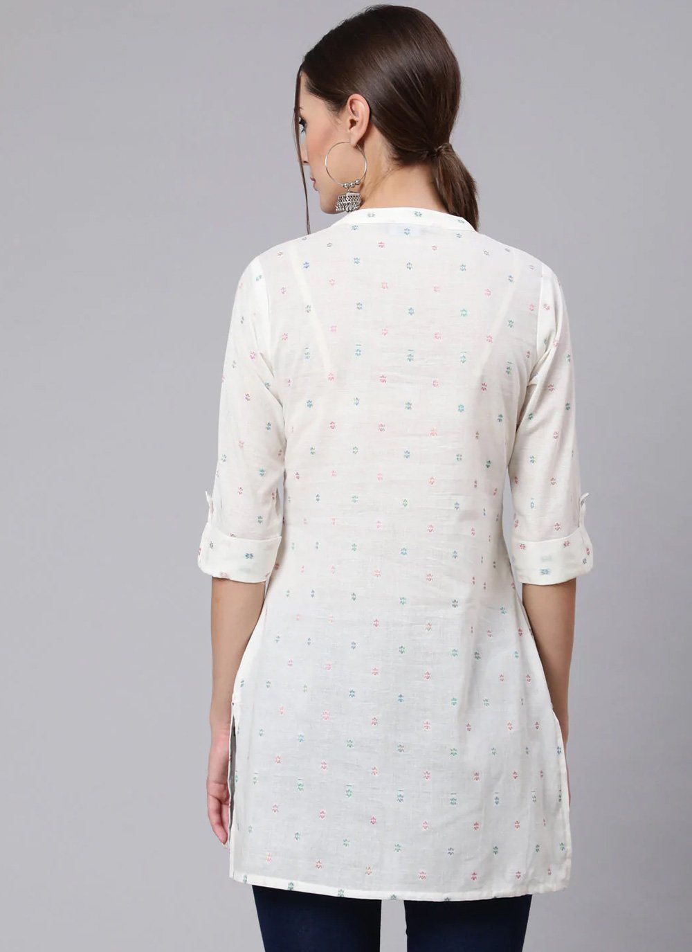 Casual Kurti Cotton White Print Kurtis