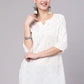 Designer Kurti Cotton White Print Kurtis