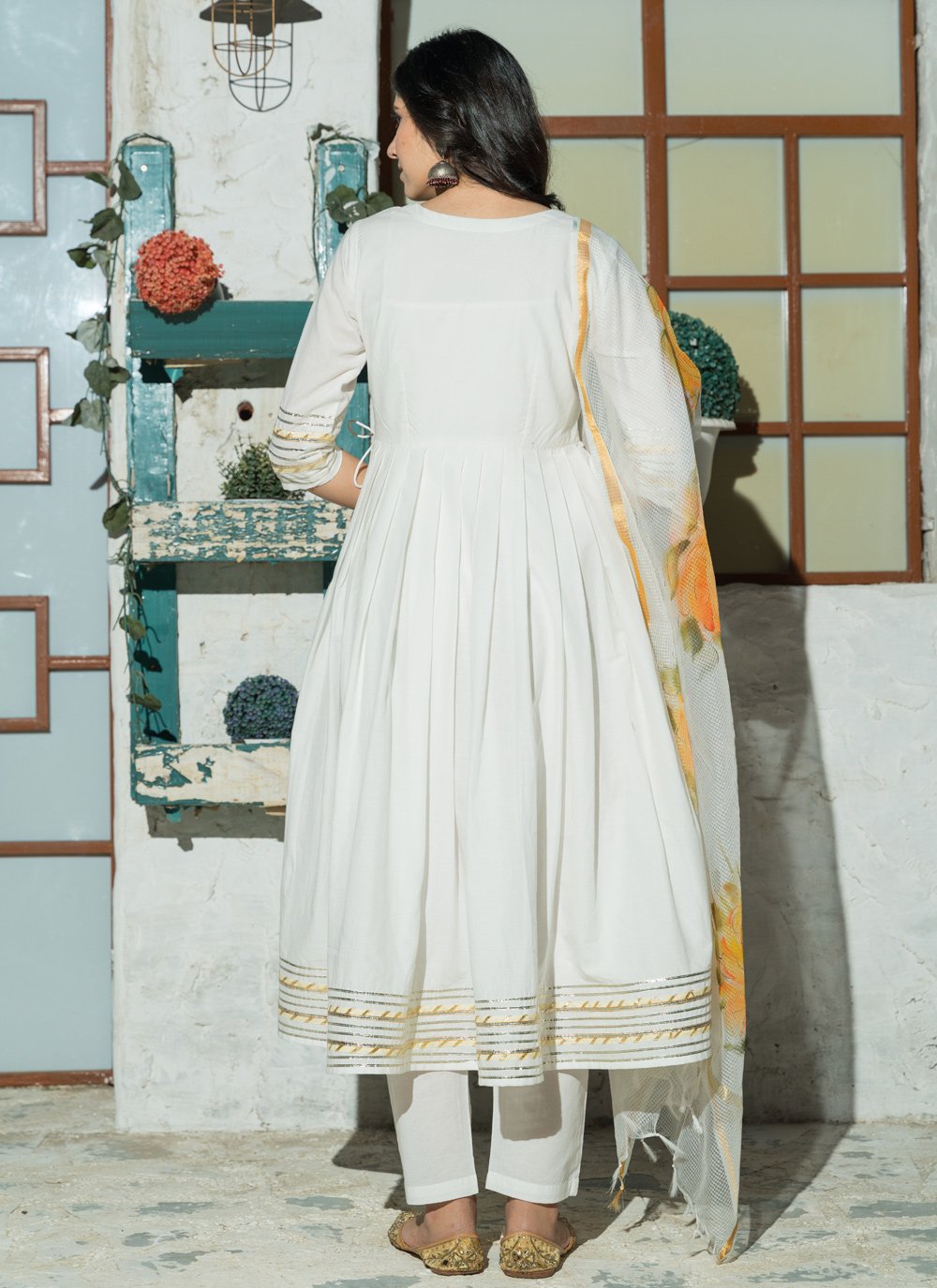 Pant Style Suit Cotton White Lace Salwar Kameez