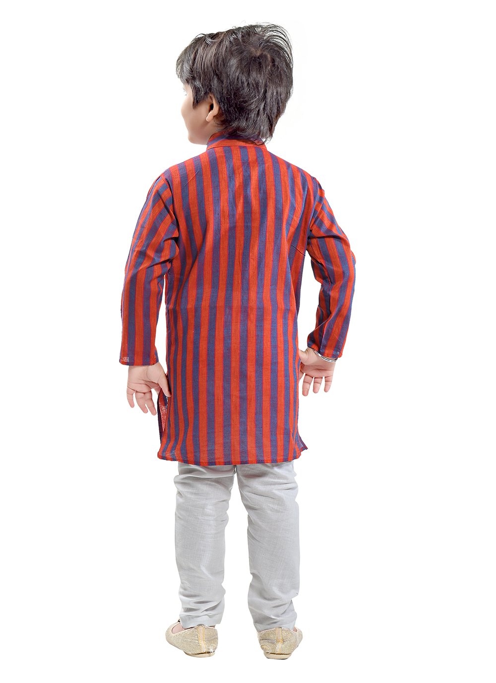 Kurta Pyjama Cotton Grey Rust Print Kids