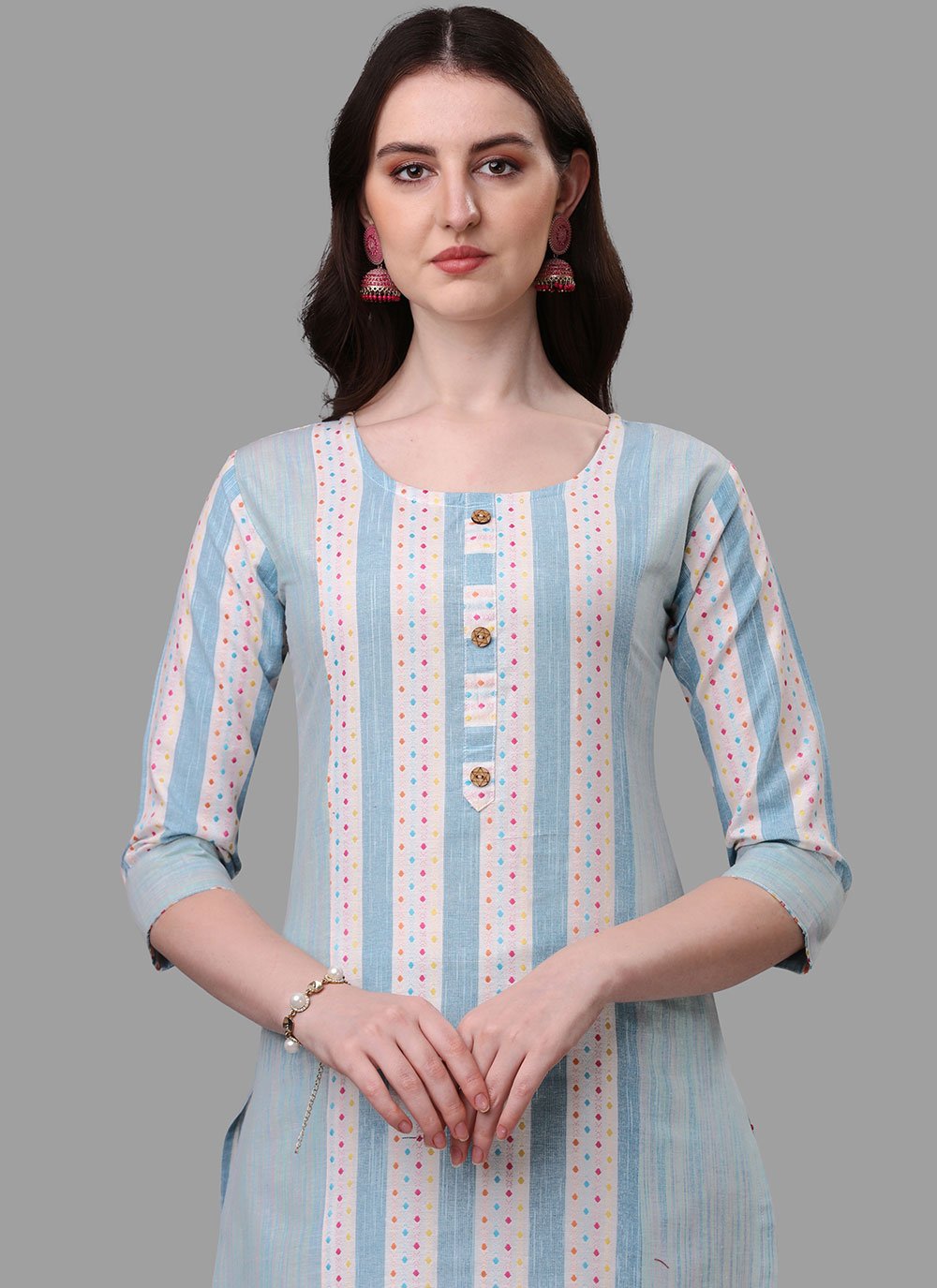 Salwar Suit Cotton Aqua Blue Weaving Salwar Kameez