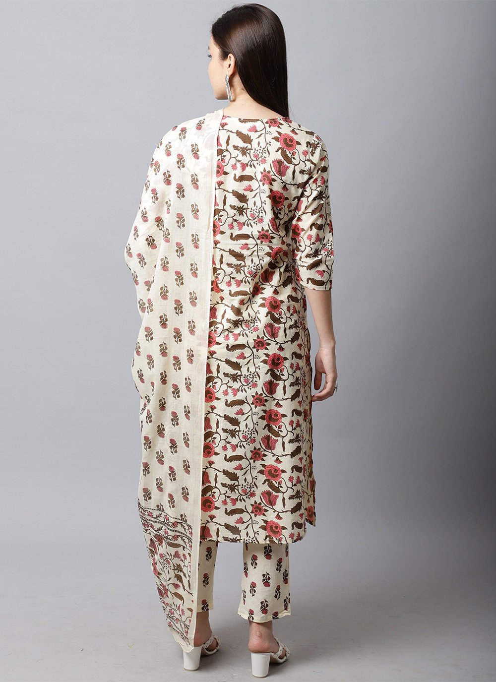 Salwar Suit Cotton Off White Print Salwar Kameez