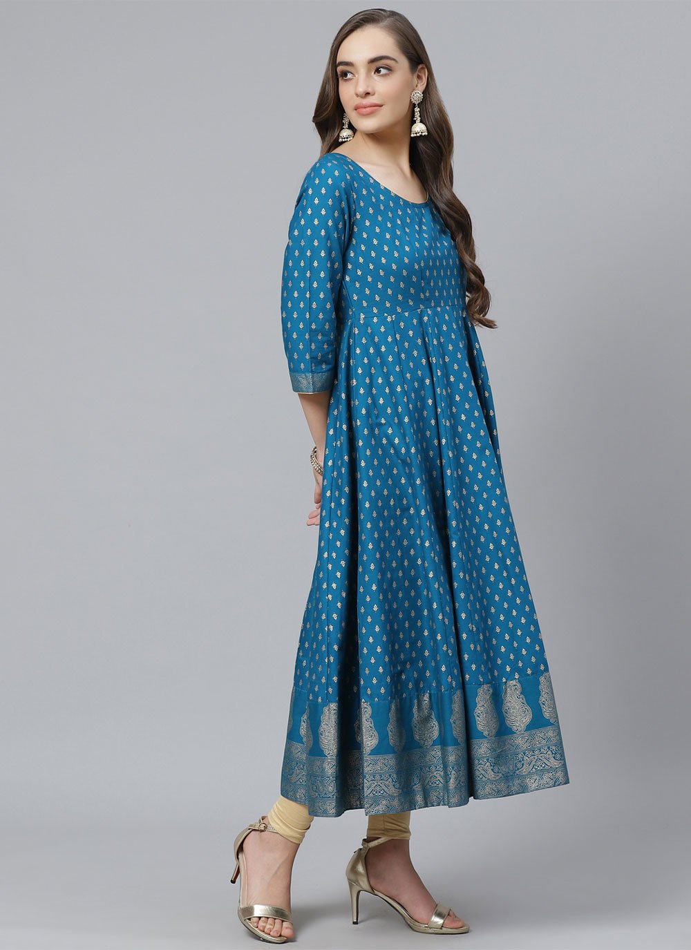 Salwar Suit Cotton Turquoise Print Salwar Kameez