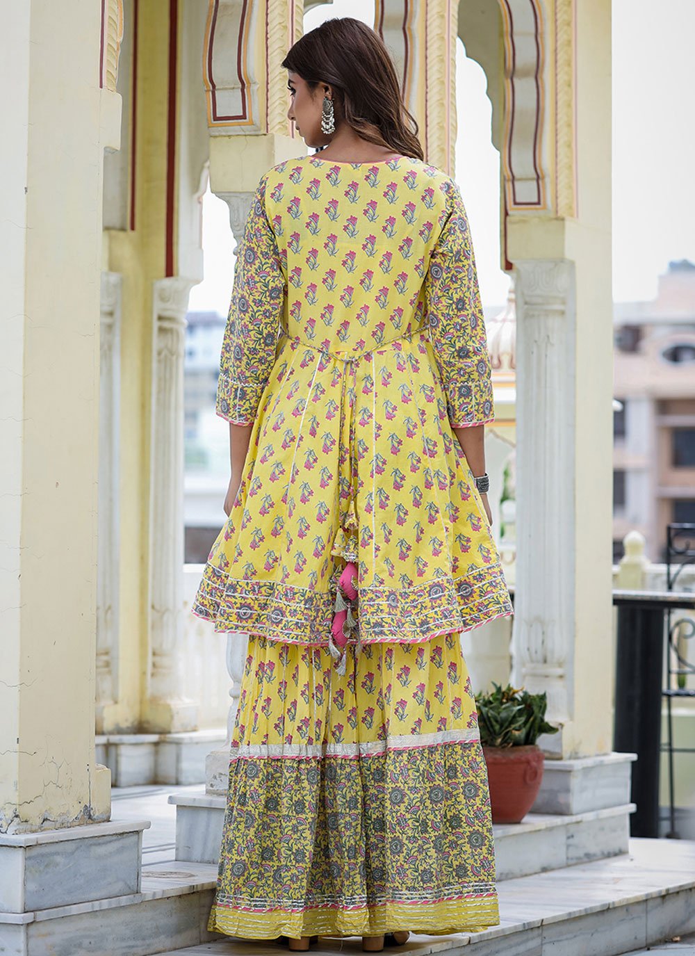 Salwar Suit Cotton Yellow Print Salwar Kameez