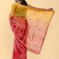 Shaded Saree Cotton Red Yellow Lace Saree